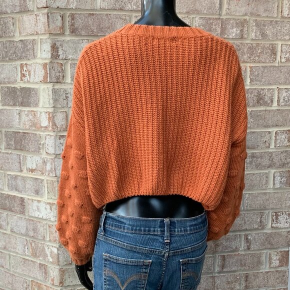 Vestique Cropped Crewneck Knit Long Sleeve Sweater Sz L - Picture 5 of 13